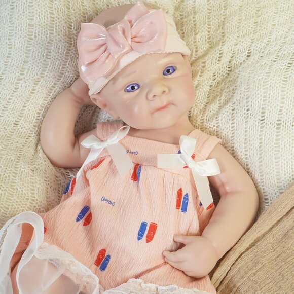 20 Inch Full Silicone Reborn Baby Dolls Non Vinyl  Ivory Realistic Dolls Girl - Picture 4 of 8